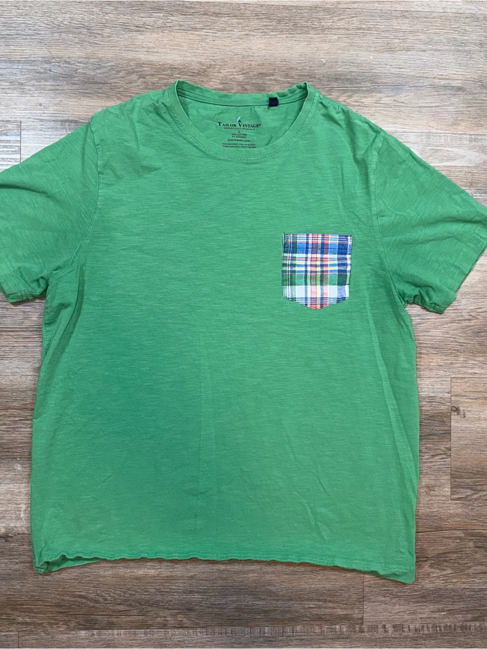 Tailor Vintage Shirt Mens Large Short Sleeve Colorful Plaid Pocket PUREtec Cool